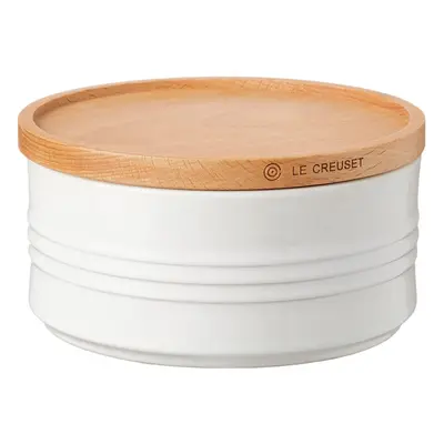 Le Creuset Stoneware Canister with Wood Lid, oz. (5.5" diameter), White