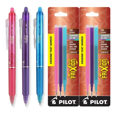 Pilot FriXion Clicker Retractable Erasable Gel Ink Pens Fine Point 0.7mm Assorted Fashion Ink Pa