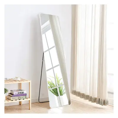 (Silver White) Modern Rectangular Metal Floor Mirror