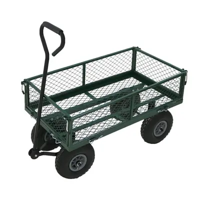 Oypla Heavy Duty Metal Gardening Trolley - Green Trailer Cart