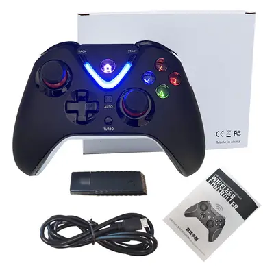 (Black) 2.4G Wireless Game Controller with LED Lighting Compatible with Xbox One