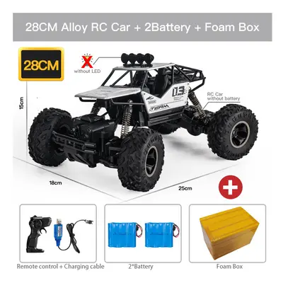 (28CM Silver 2B Alloy) ZWN 1:16 4WD RC Car With Led Lights Radio Alloy Remote Control Cars Buggy