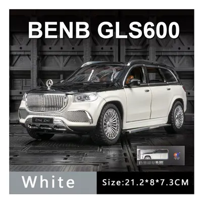 (White with box) 1:24 Benz Maybach Gls600 Alloy Car Model Sound And Light Pull Back Toy Car Suv 