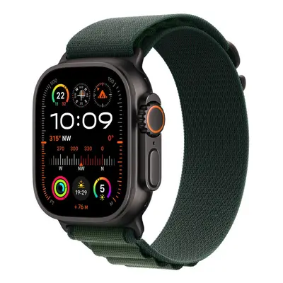 Apple Watch Ultra - mm - black titanium - smart watch with Alpine Loop - textile - dark green - 