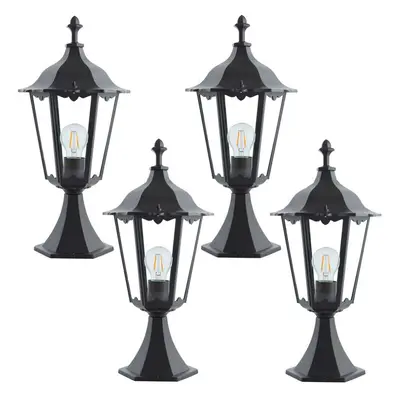 4 PACK Outdoor Post Lantern Light Matt Black & Clear Glass Garden Wall Lamp LED