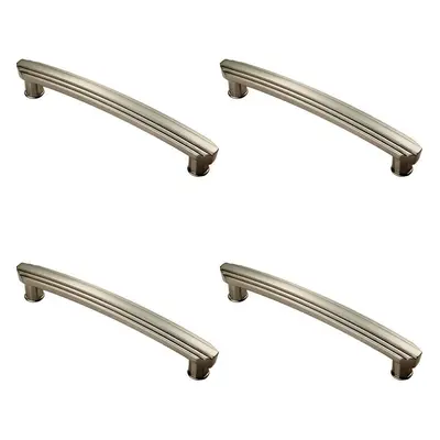 4x Ridge Deisgn Curved Cabinet Pull Handle 160mm Fixing Centres Satin Nickel