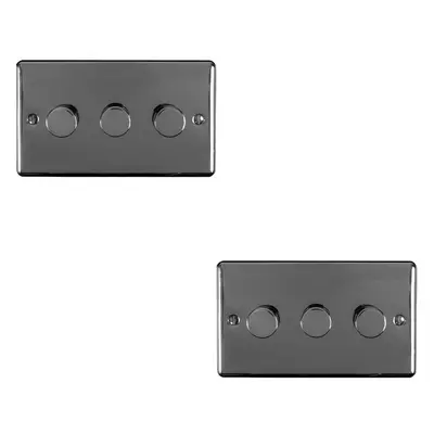 2 PACK Gang 400W Way Rotary Dimmer Switch BLACK NICKEL Light Dimming Plate