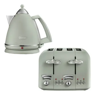 Delonghi Argento 1.7L Kettle & Slice Toaster Set, Green