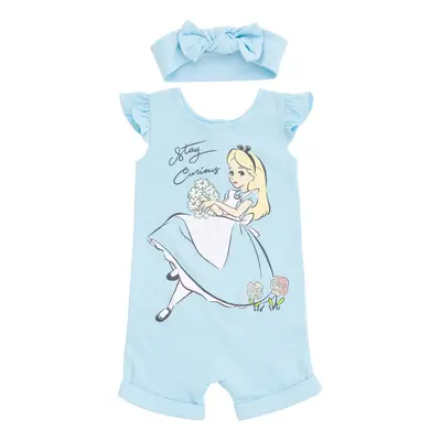 Disney Alice in Wonderland Toddler Girls French Terry Romper and Headb