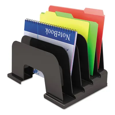 Universal Large Incline Sorter Five Sections Plastic 1/4 x x Black