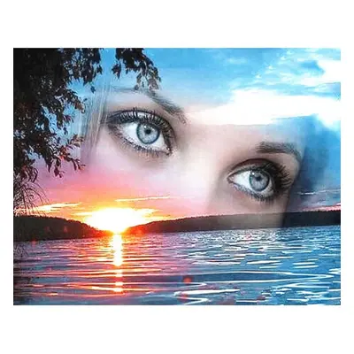 (multicolor, 80X90cm) Full 5d Diy Diamond Painting Eye Sunset Landscape Diamond Embroidery Cross