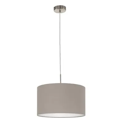 Pendant Light Colour Satin Nickel Steel Shade Taupe Fabric Bulb E27 1x60W