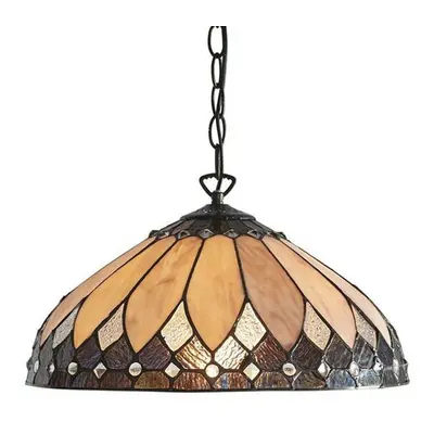 Tiffany Glass Hanging Ceiling Pendant Light Dark Bronze 400mm Lamp Shade i00085