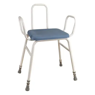 Perching Stool with Arms and Backrest - 650mm Height Padded Wipe Clean Seat