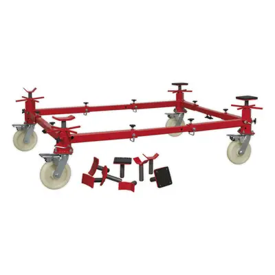 4 Post Adjustable Vehicle Moving Dolly - 900kg Capacity - Heavy Duty Steel Frame