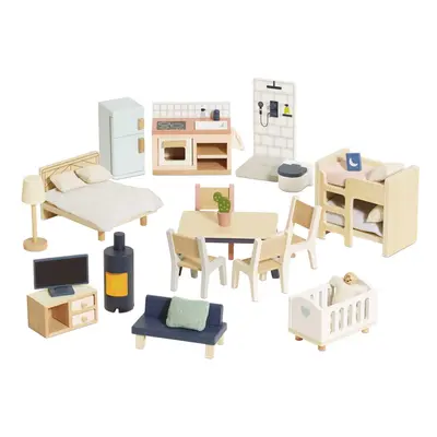 Le Toy Van - Wooden Dolls House Full Starter Furniture & Accessories Play Set for Dolls Houses |