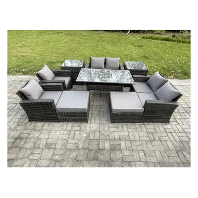 Fimous Garden Furniture Sets Pieces Rattan Furniture Handmade Wicker Patio Sofa Set with Big Foo