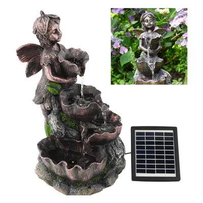 (SOLAR FAIRY FOUNTAIN) GEEZY Solar LED Statues Home Decoration Outdoor Garden Water Features Fou