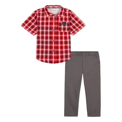 Calvin Klein Boys 2-Piece Short Sleeve Woven Shirt & Pant Set Everyda