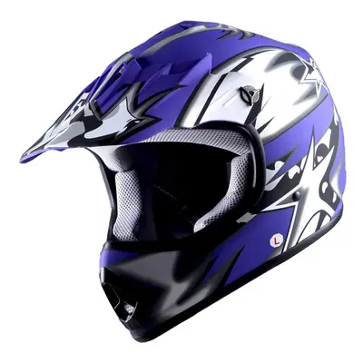 WOW Youth Kids Motocross BMX MX ATV Dirt Bike Helmet Star Matt Blue