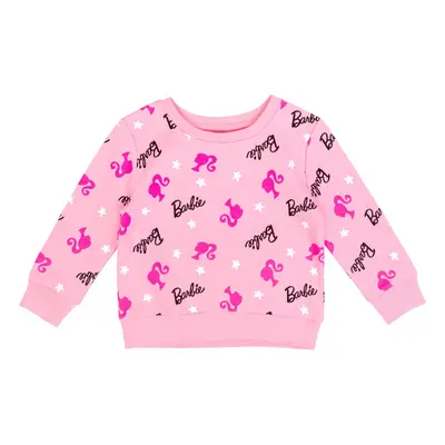 Barbie Little Girls French Terry Pullover Sweatshirt Pink 6-6X