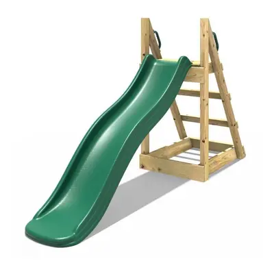 (Dark Green) Rebo Free Standing Garden Wave Water Slide with Wooden Platform - 6ft Slide