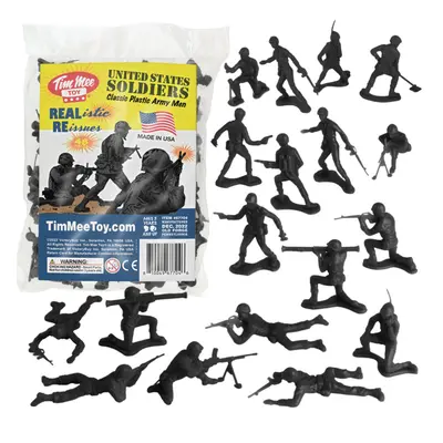 TimMee Plastic Army Men - Black 48pc Toy Soldier Figures - Made in USA