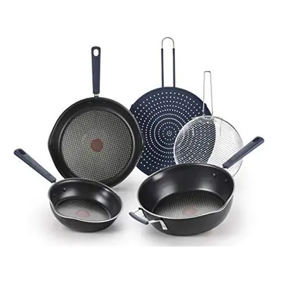 T-fal B210S574 One Stackables Pcs Pan Set, Titanium Nonstick, Multi-Functional, Black, Aluminum