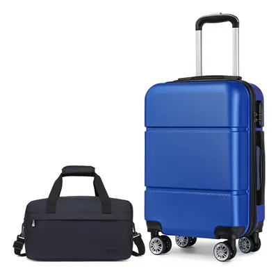 (Navy) Cabin Size ABS Hard Shell Suitcase With Duffel Bag