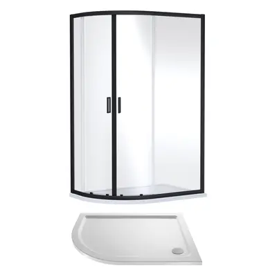 6mm Toughened Safety Glass Light Hand Offset Quadrant Shower Enclosure and Resin Shower Tray - x