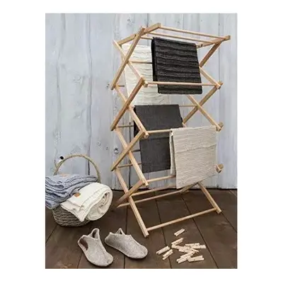 Clothes Airer Dryer Horse Maiden Wooden Folding Traditional Tier Heavy Duty