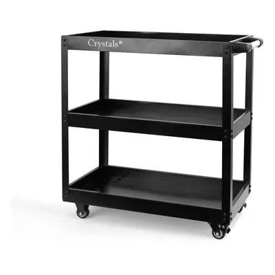 Tool Storage Heavy Duty Garage Trolley Workshop Tier Wheel Cart DIY Black UK