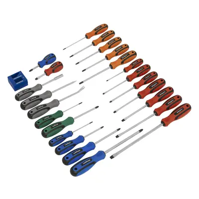 24 PACK Premium Soft Grip Handle Screwdriver Set - Various Colour Coded Magnetic