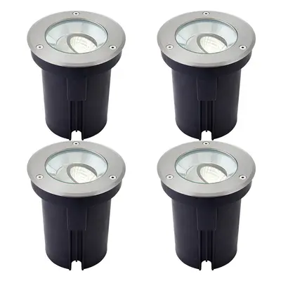 4 PACK Stainless Steel IP67 Ground Light - 13W Cool White LED - Tilting Head