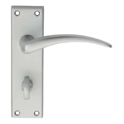 PAIR Slim Arched Door Handle on Bathroom Backplate x 43mm Satin Chrome