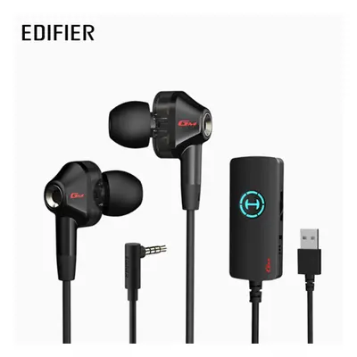 (3.5mm + USB Headphones + sound card, Black) Edifier GM360 in-ear wired microphone HIFI 7.1 chan