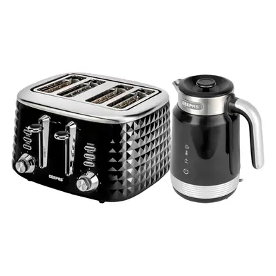 Geepas Smart Stainless-Steel Kettle 1.7L & Slice Bread Toaster Combo