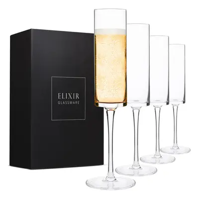 ELIXIR gLASSWARE champagne Flutes, Edge champagne glass Set of - Modern & Elegant for Women, Men