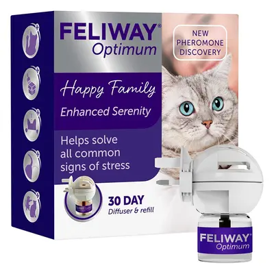 FELIWAY Optimum diffuser & day refill, the best solution to ease cat anxiety, cat conflict and s