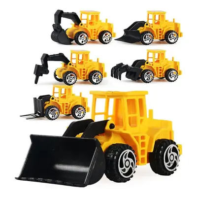 6 Pcs Mini Construction Vehicle Sliding Inertial Bulldozer Excavator Diecast Car Model Toy Set f