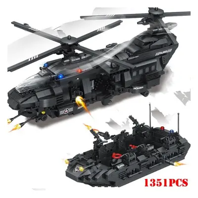 Military Swat Team Special Police Force Transport Helicopter Building Blocks City Army Bricks To