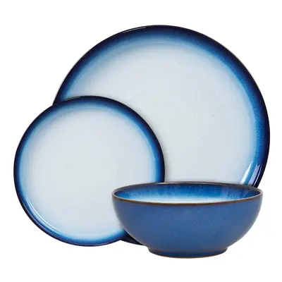 Denby - Blue Haze Dinner Set For - Piece Ceramic Coupe Tableware Set - Dishwasher Microwave Safe