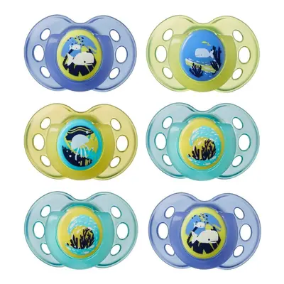 6 x Tommee Tippee Night-Time Glow in the Dark Soother Orthodontic Design 18-36m