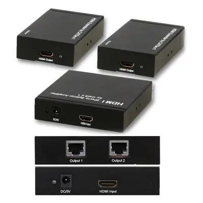 2 Port Way HDMI over Single CAT5e CAT6 Splitter Full HD 3D Multi Room TV Balun