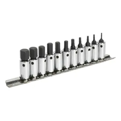 11pc S2 Steel Hex Socket Bit Set - 1/4" Square Drive - 1.5mm to 11mm Allen