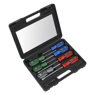 21 PACK Premium Soft Grip Handle Screwdriver Set & Case - Slotted POZI Magnetic