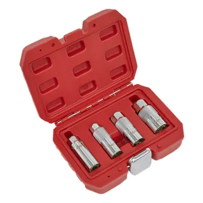 4 Piece Magnetic Spark Plug Socket Set - 3/8" Sq Drive WallDrive Sockets - Steel