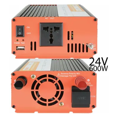 600W Power Inverter 24V DC to 230V & USB Lorry Truck Caravan Converter Adapter