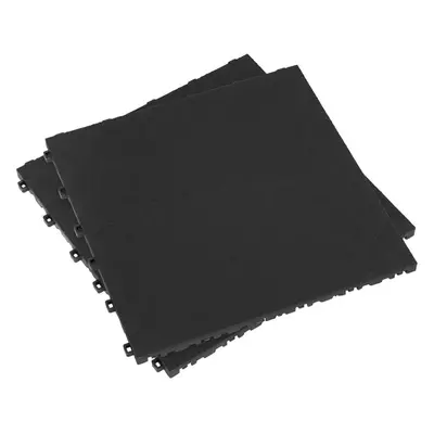 9 PACK Heavy Duty Floor Tile - PP Plastic - x 400mm - Black Treadplate