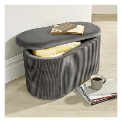 (Grey) Aurora Ottoman Storage Bench Box Seat Footstool